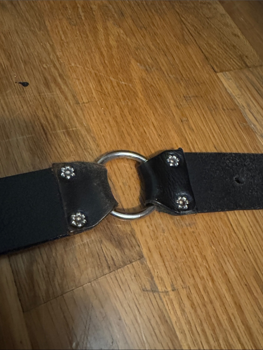 Source Unknown Black Leather Ring-Accent Men's Belt - Picture 5 of 5